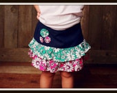 Sewing Pattern Girls Skirt, INSTANT DOWNLOAD, Pdf Pattern for 2 to 8 Yrs, Ruffled Denim Skirt