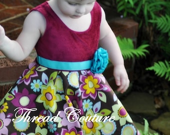 Sewing Pattern Dress Girl's, INSTANT DOWNLOAD, Pdf pattern, Rosette Dress, Girl's Dress Pattern