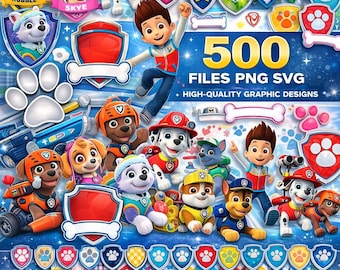 Paw-ty 500 Dateien PNG, SVG, Schrift paw-ty, Clipart Mega Bundle (Digitaler Download)