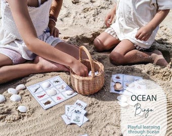 Gioco stampabile Ocean Bingo, Ocean Bingo, gioco di apprendimento per la scuola domestica, attività per bambini, stampabile per la scuola domestica, gioco di apprendimento calmo