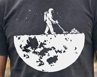 Grappig metaaldetectieshirt, T-shirt astronaut maandetector, cadeau voor metaaldetectorist, cadeau voor hem, T-shirt Treasure Hunter, Comfort Colors®