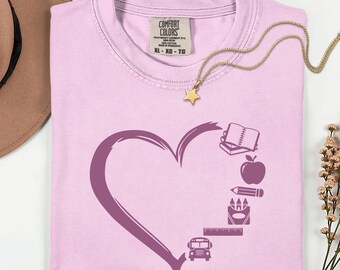 Comfort Colors® Teacher Heart Shirt, Funny Teacher Gift, Best Teacher Ever Tee, Back to School Teacher Appreciation Week Shirt for Her