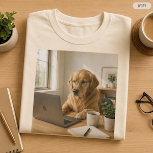 Comfort Colors Work From Home Golden Retriever Shirt, Funny Office Dog Tee, Remote Worker Gift, Dog Lover Apparel