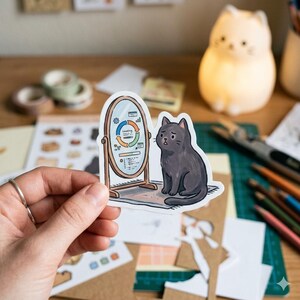 Black Cat Void Loading Sticker, Cute Silly Funny Sticker, Vinyl Waterproof Decor For Laptop Water Bottle Skateboard Travel Gear