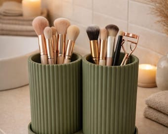 Organizador de baño: bandeja minimalista impresa en 3D para tocador, almacenamiento moderno para encimera para artículos de tocador, decoración para baño de visitas y aseo.