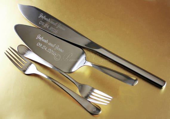  Engraved  wedding  cake  cutting set  Server Knife  and Cake  