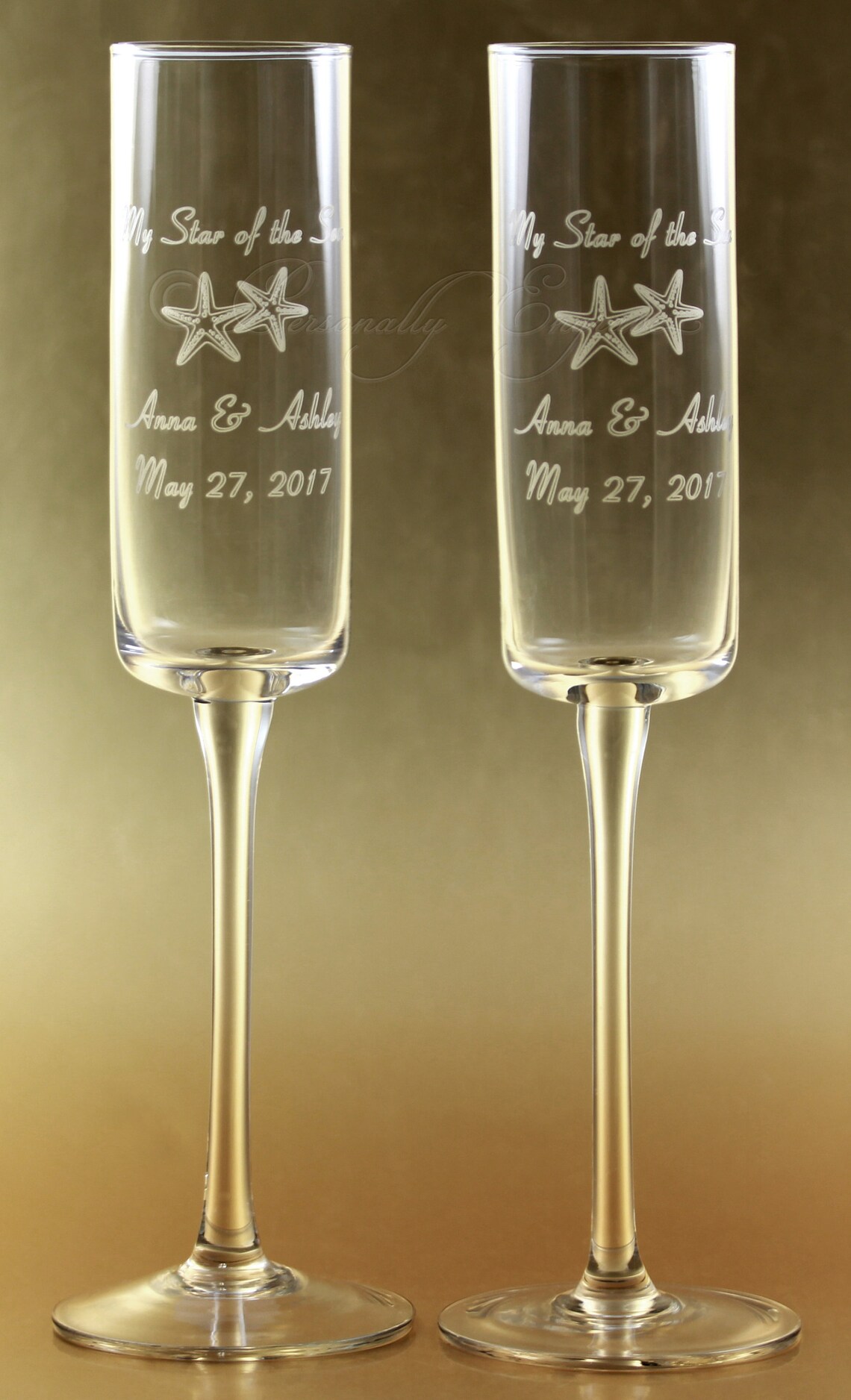 Champagne Glasses Custom Engraved with Names and Date or Etsy