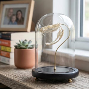 Echte slangenschedel in glazen koepel | Slangenbotmonster | Gotisch paascadeau | Dark Academia-decor | Macabere woondecoratie | Echte schedel