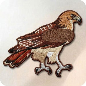 Hawk Embroidered Patch, Eagle Bird Iron On Patch, Wildlife Animal Applique Badge, Nature Backpack Jacket Patch