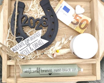 Richtfest Hufeisen personalisiert | Hausbau Geschenk mit Namen | Geschenk zum Einzug | Bauherren Geschenk Familie