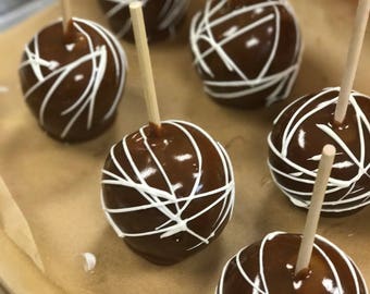 Caramel Apples with chocolate drizzle individually wrapped