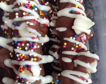 12 Party Pretzels Chocolate Covered Decorated Sprinkle & white chocolate chips  1 dozen