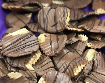 Chocolate Covered Potato Chips 8 oz., 1/2 lb. about 15 to 20 chips favor gift salty & sweet