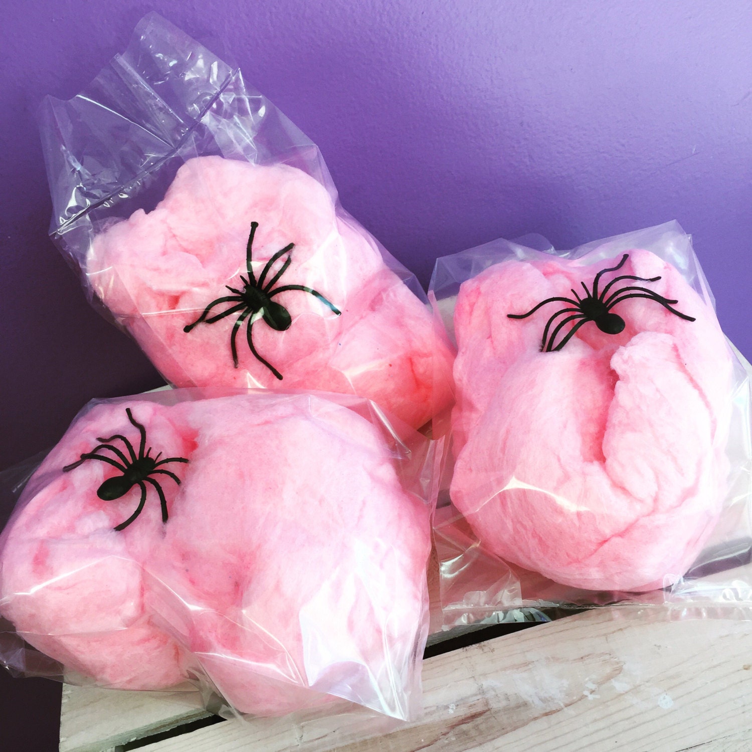 Halloween Cotton Candy
 15 Spider Halloween Cotton Candy Favors 1 color cotton candy