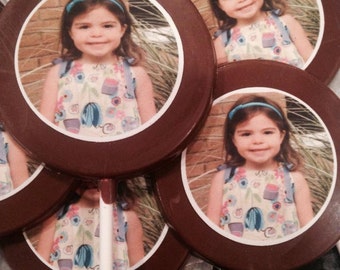 12 Personalized Chocolate Pops Pictures Super Heros Princess Party Favor Logo Birthday