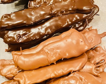 Chocolate Covered bacon milk or dark chocolate 6 pieces 1/2 pound