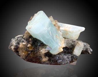 Aquamarine Crystal Cluster with Rutile Quartz and Muscovite - Pakistan Mineral Specimen