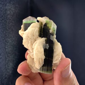 Natural Tricolor Double Terminated Tourmaline with Albite | Elbaite Crystal Cluster | Astaknala Mine Skardu Pakistan | Collector Mineral