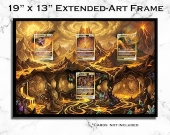 1ª Edição até xx/99 Arceus Palkia Dialga Giratina Dourado VSTAR - Moldura Artística Estendida - 48 x 33 cm - Estojos Magnéticos UV incluídos - Cartas NÃO incluídas