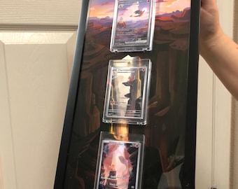 151 Fire Starter - 3 Card Connecting Artwork Frame - Magnetic UV cases included - 16 x 8 Display Your Grails