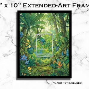 May include: An 8" x 10" Extended-Art Frame with a jungle scene. The artwork features lush green foliage, colorful flowers, and a path leading into the distance. A card is visible in the center. The frame is black.