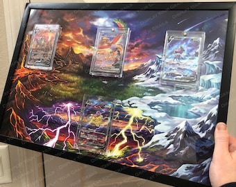 Ressurreição das Feras Lendárias - Conjunto de 4 cartas com proteção magnética UV - Arte interligada - 19 x 13