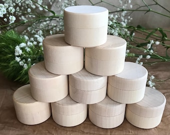 20 Round Wooden Boxes / Tiny Ring Box / Gift Packaging