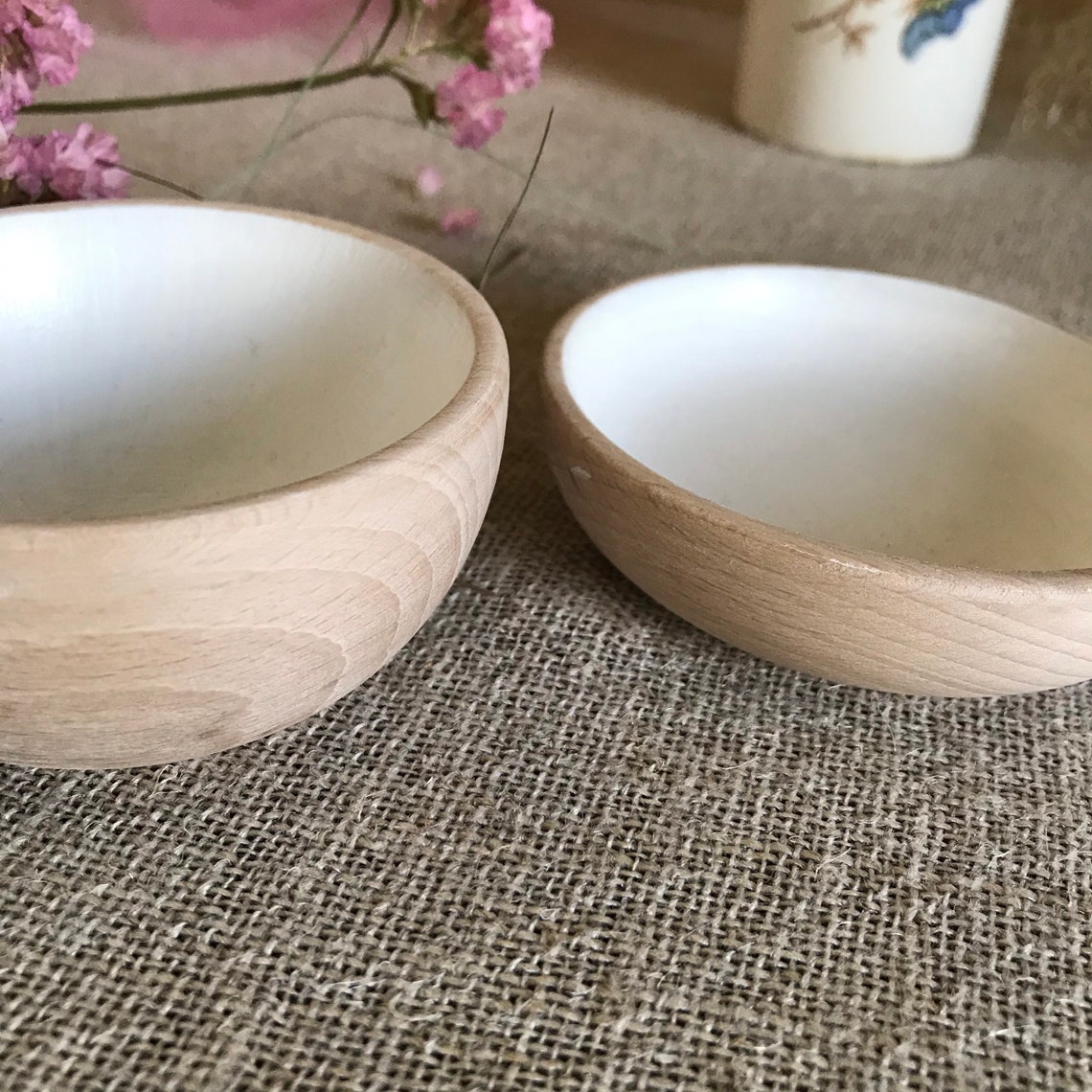 Wooden jewelry dish set of 2 small wood bowls trinket bowl Etsy