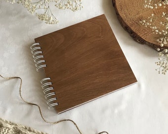 Rustic Photo Album - Memory Book with Wooden Cover - Gift for Friend
