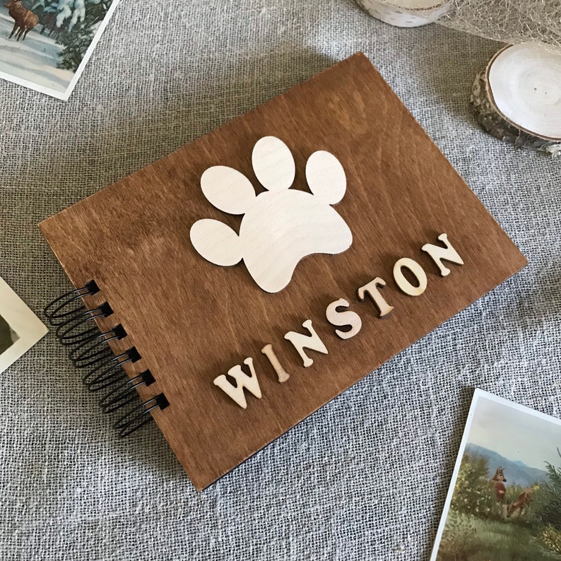 Dog Memory Book Dog Loss Gift Wood Photo Album Rainbow Etsy