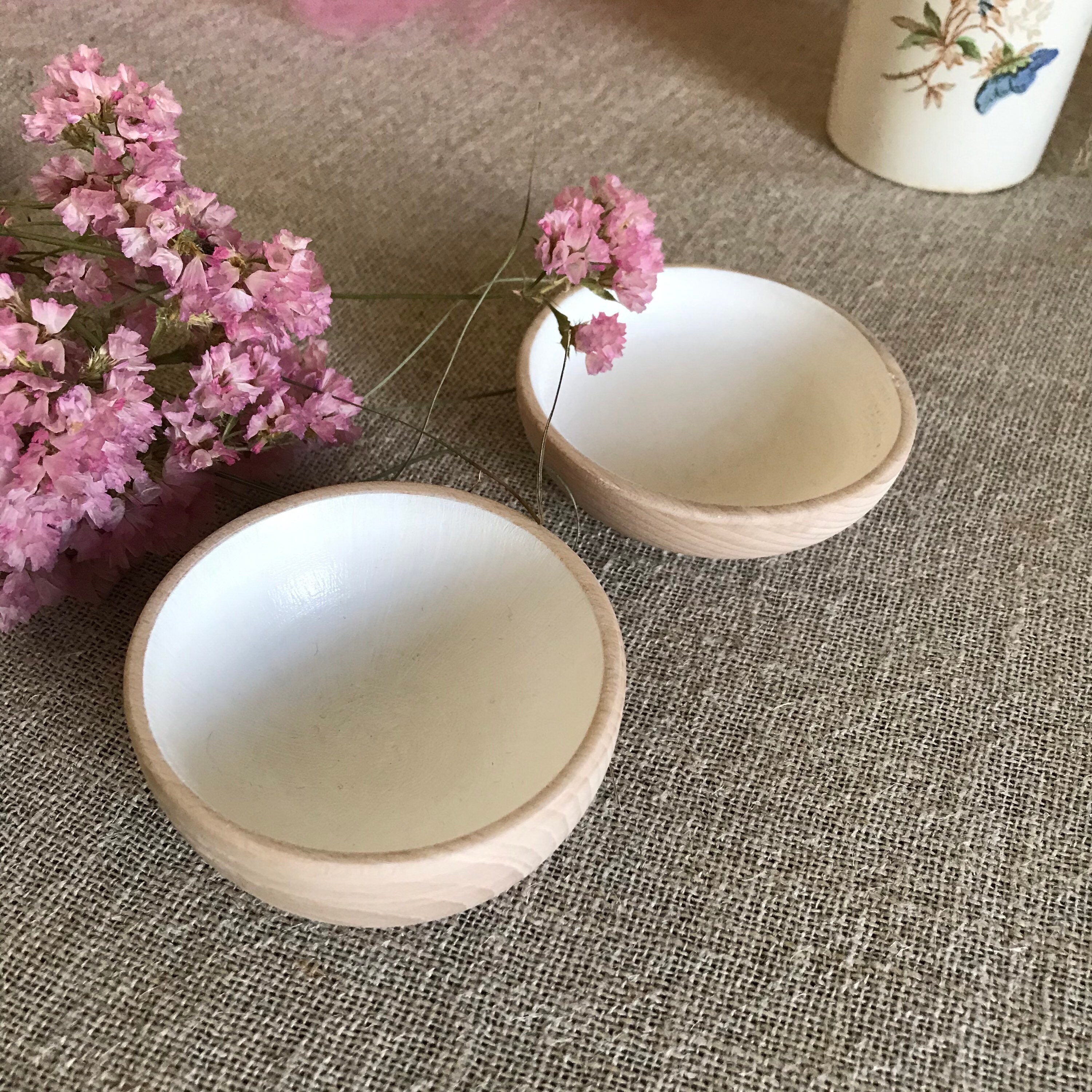 Wooden jewelry dish set of 2 small wood bowls trinket bowl Etsy