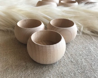 10 pcs Wooden Bowls, Small Wood Tealight Holder, Wedding Favors