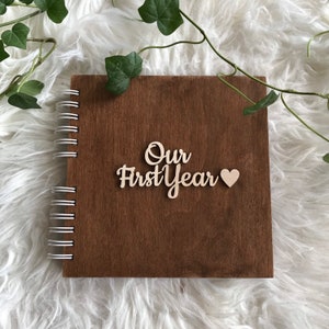First Anniversary Scrapbook: Wooden Photo Album, Love Diary