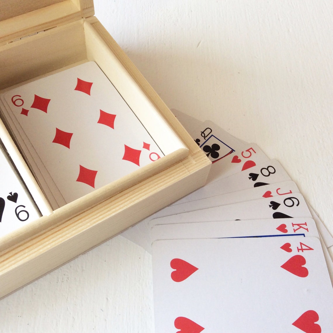 Playing Cards Box Double Deck Wooden Case Gift for Dad Etsy