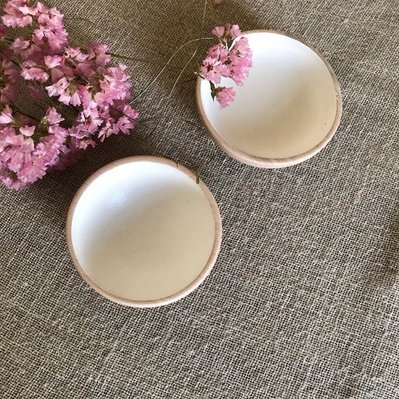 Wooden Jewelry Dish Set of 2 Small Wood Bowls Trinket Bowl Etsy