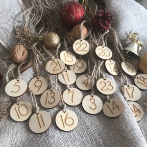 Advent Calendar Numbers, Wood Cut Outs, Christmas Countdown