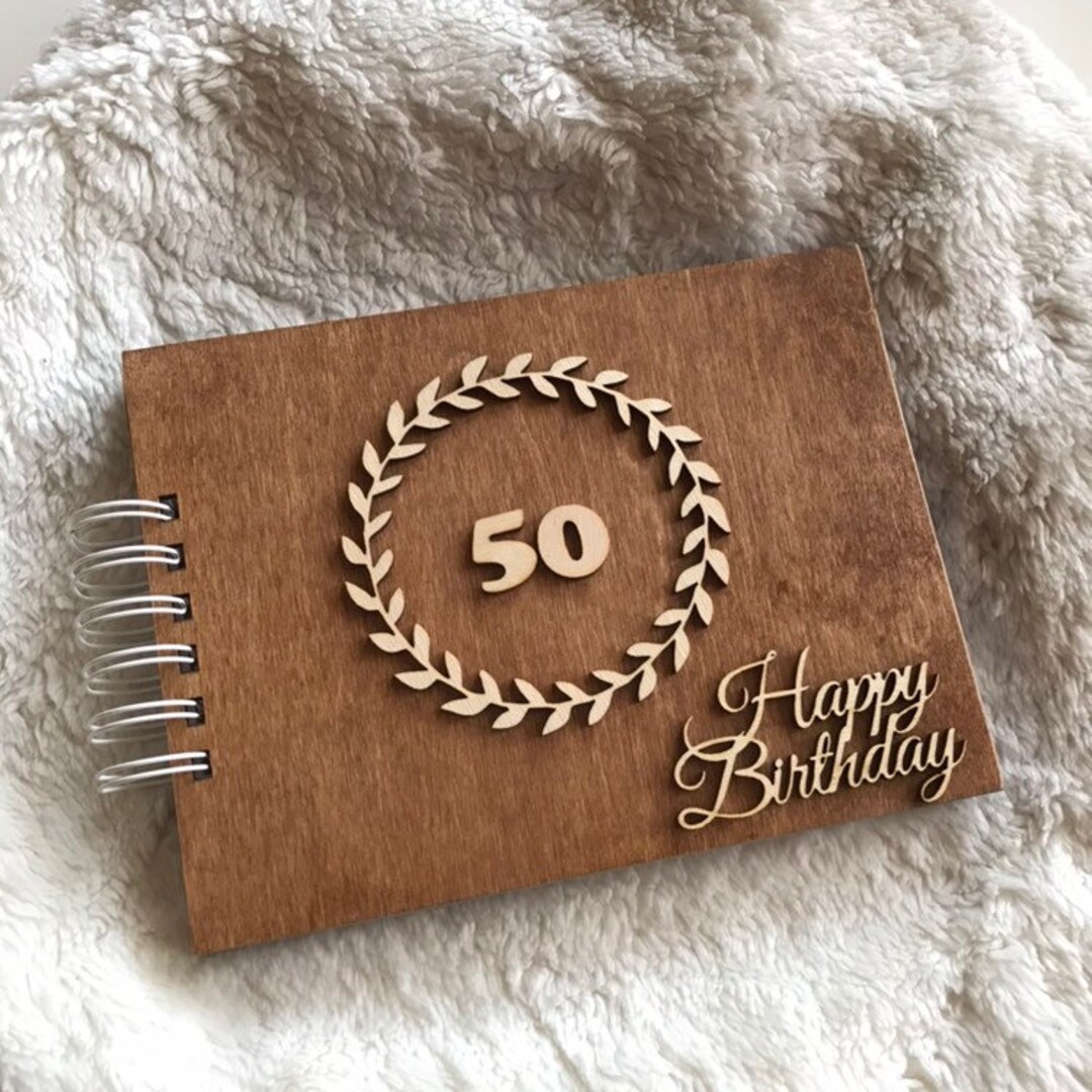 50 Birthday Scrapbook Wooden Photo Album Birthday Gift for Etsy