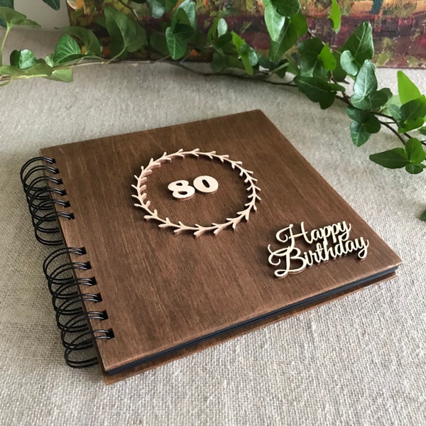 80th Birthday Gift, Square Photo Album, Scrapbook for Grandma, Gift for Aunt, Uncle