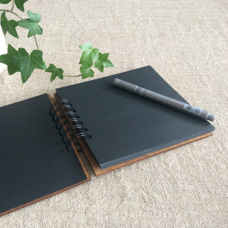 Scrapbook album black pages personalized album small wooden Etsy 日本