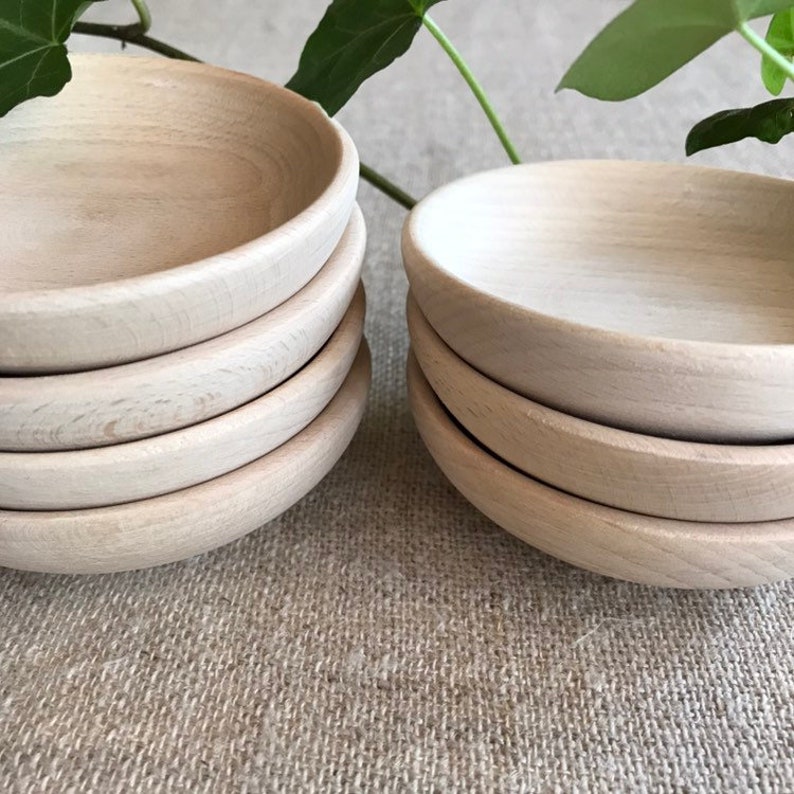 Small Wooden Bowl Set of 10 Unfinished Wood Jewelry Dish Etsy