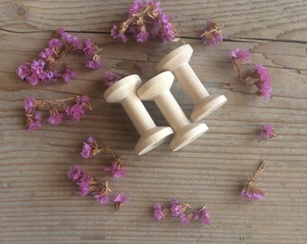 Wooden Spool / Unfinished Wood / Set of 3 / Medium Size Spools
