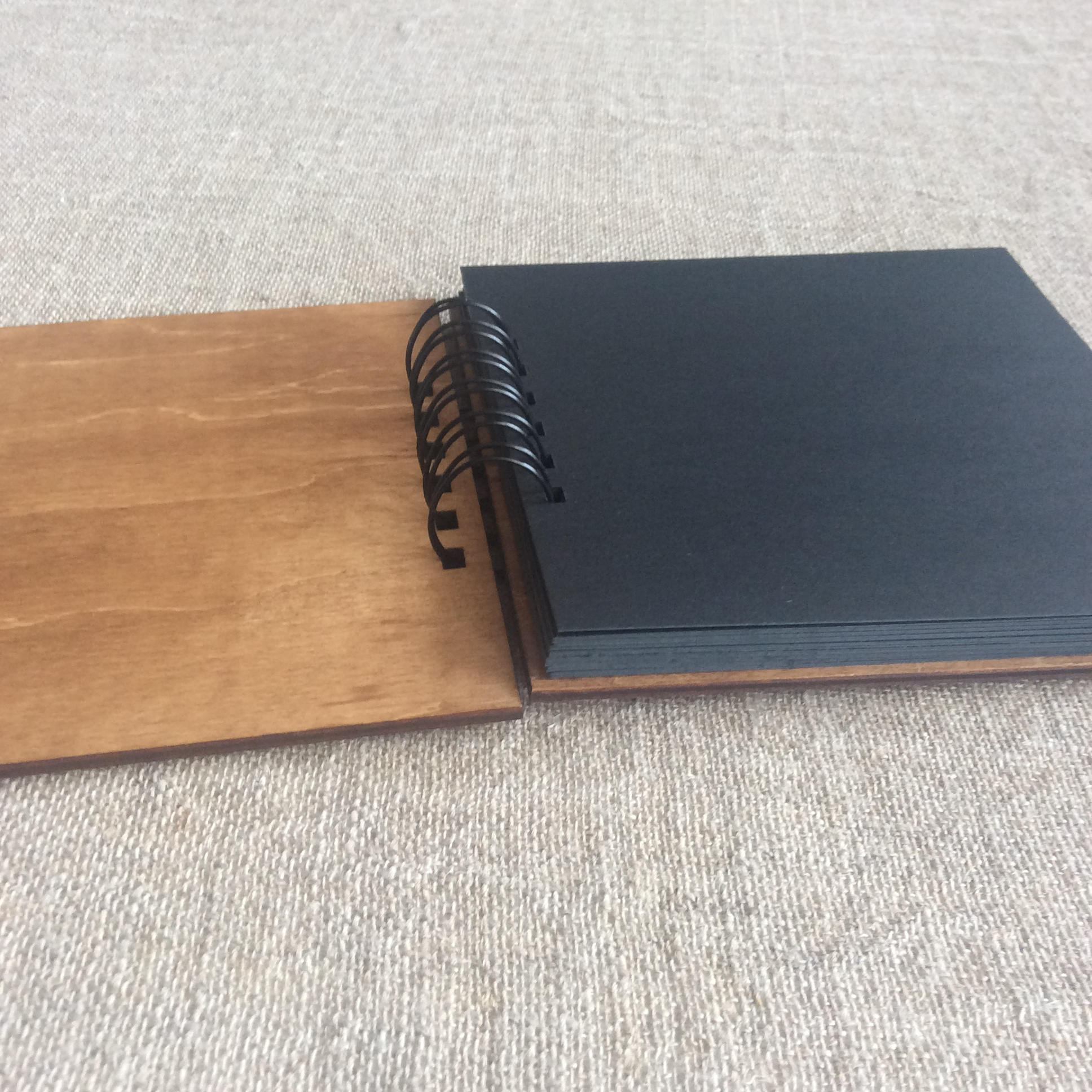 Small photo album black pages memory book wooden cover album Etsy