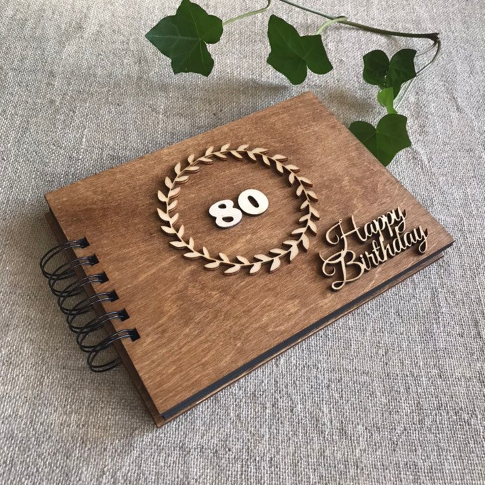 80th Birthday Gift Wooden Photo Album Scrapbook for Grandma Etsy