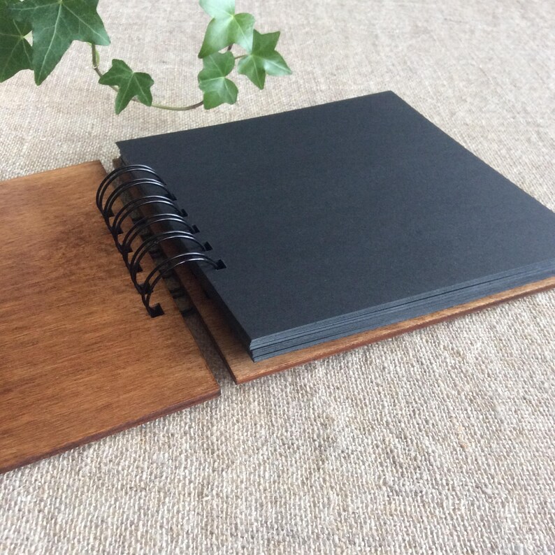 photo album black pages 6 x 6 album wooden cover album blank scrapbook
