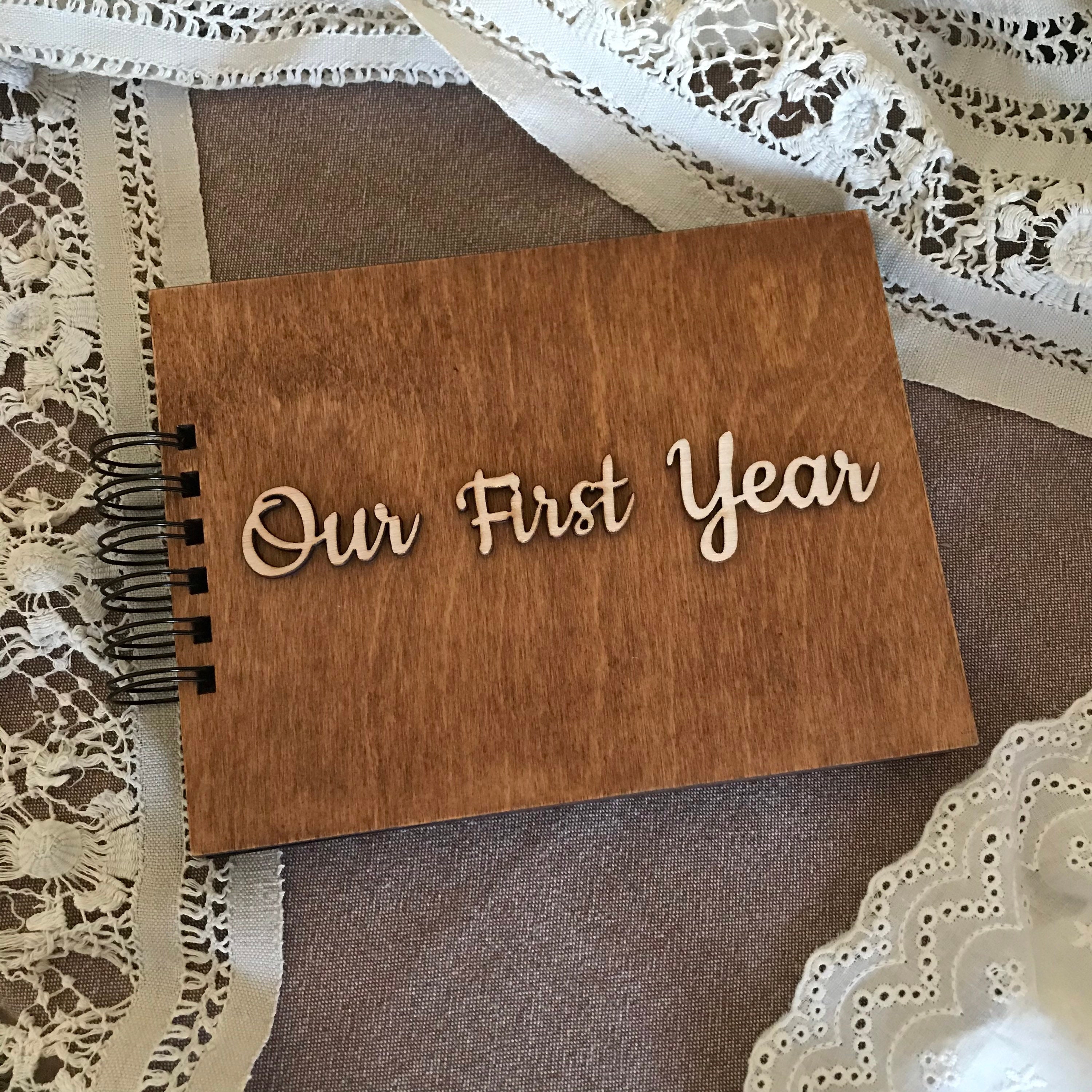First Anniversary Scrapbook Wooden Photo Album Gift for Him Etsy