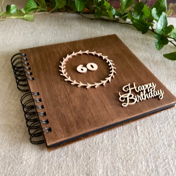 birthday gift 60th, blank scrapbook album, father gift, brother anniversary