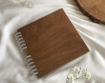 Gift for Friend - Rustic Photo Album - Memory Book with Wooden Cover