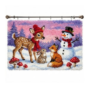 Winter Friends Latch Hook Kit Easy Rug Making DIY Craft Christmas Gift Nursery