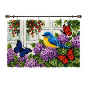 Vogel Schmetterling Knüpfteppich Kit einfach DIY Garn Handwerk Frühling Indoor Handwerk Aktivität