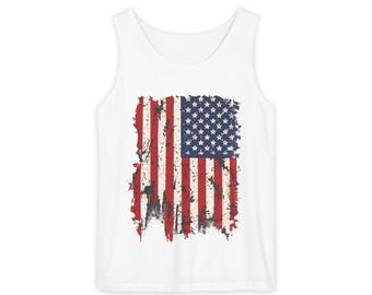 Distressed American Flag Tank Top | Patriotic USA Stars Stripes